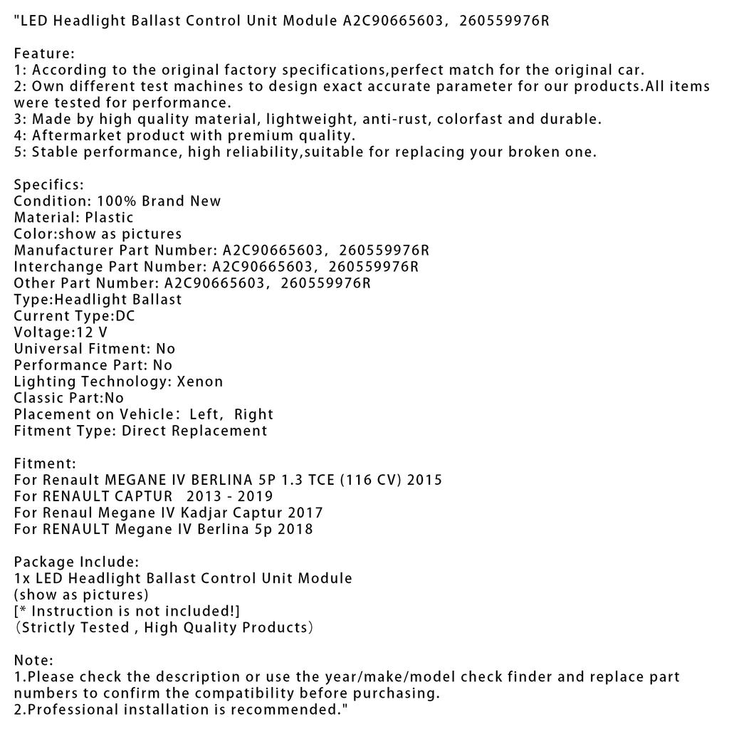 Светодиодный блок управления балластом фары A2C90665603 260559976R