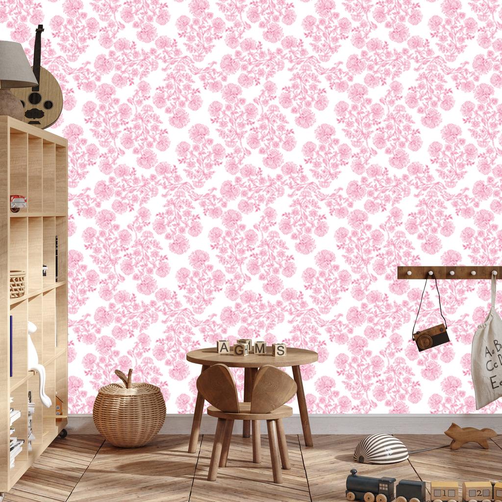 Powder pink flowers wallpaper, powder pink center 50x1000