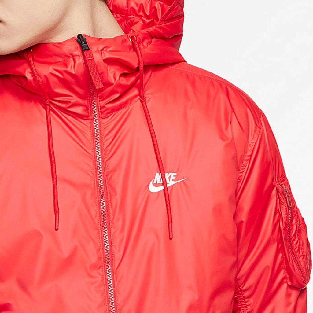 Nike Puffer Jackets Men's Red Hooded Moderate Reversible CJ4378-657