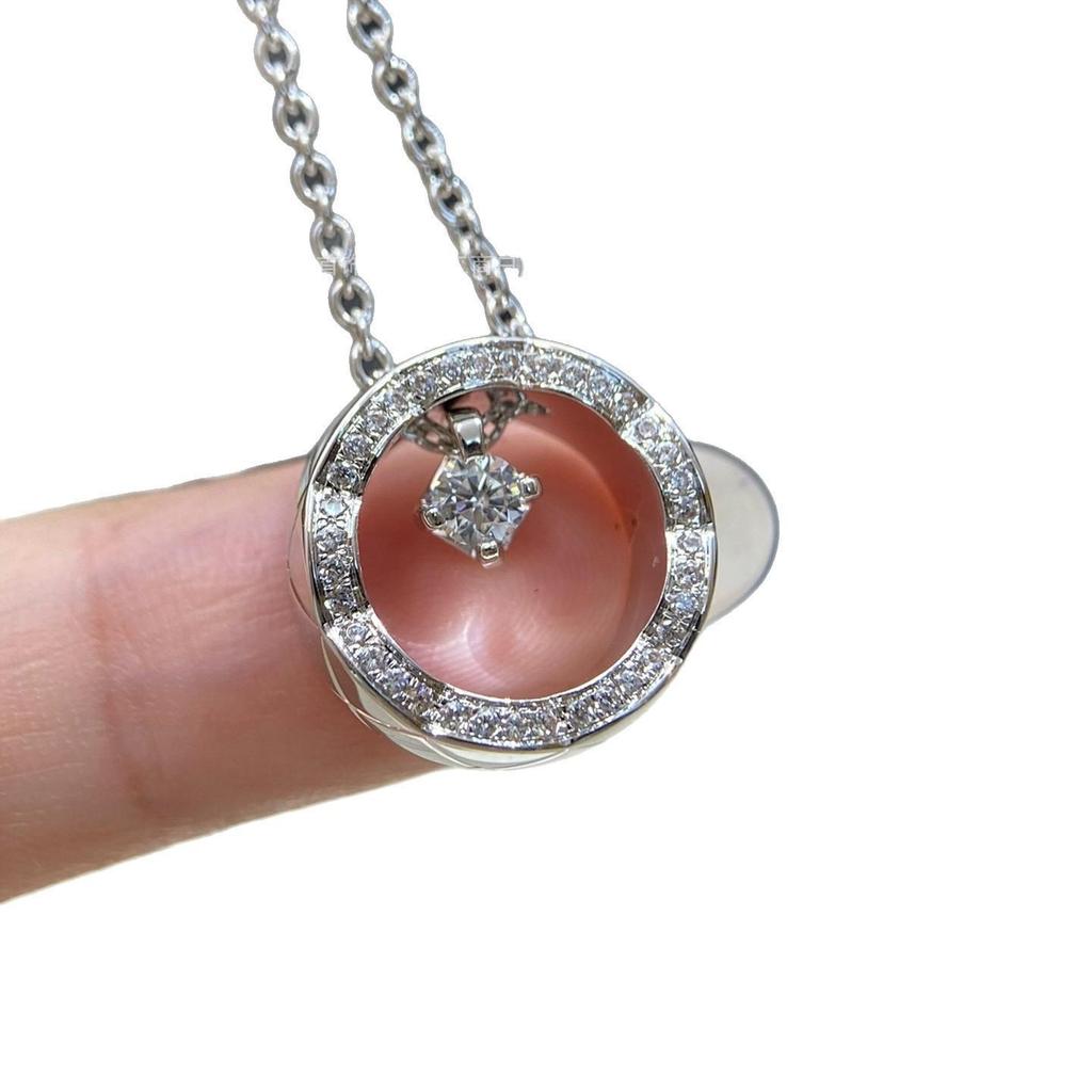 18k Gold Ice Moon & Bean Pendant Necklace Set with Diamond Pattern Choker