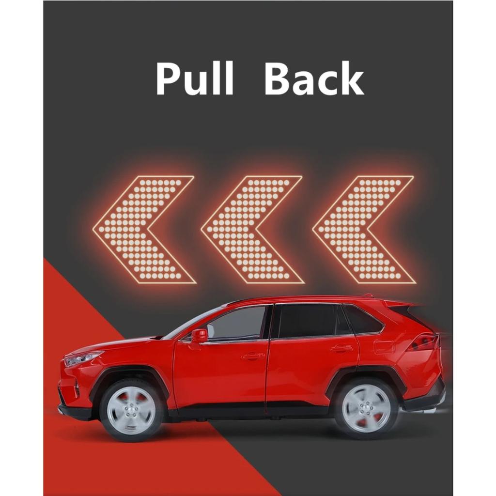 1/24 Toyotas RAV4 SUV Alloy Car Model Diecast Metal Toy Off-road Vehicles Car Model Simulation Sound and Light Children Toy Gift