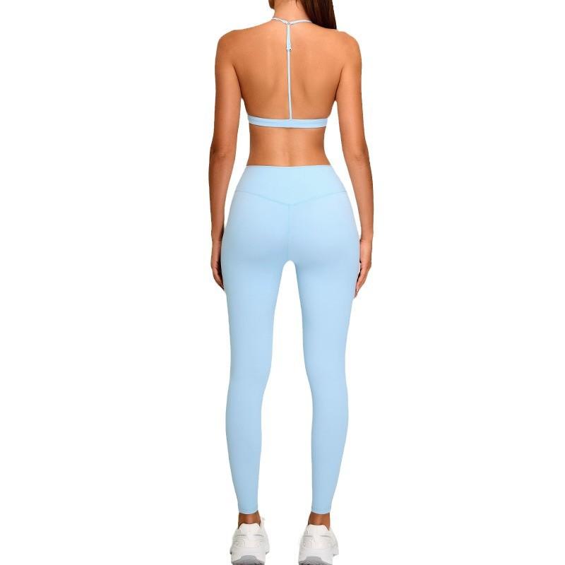 Новый облегающий комплект для йоги с Т-образной спиной, эластичный фитнес-костюм с высокой талией, быстросохнущий фитнес-костюм для бега