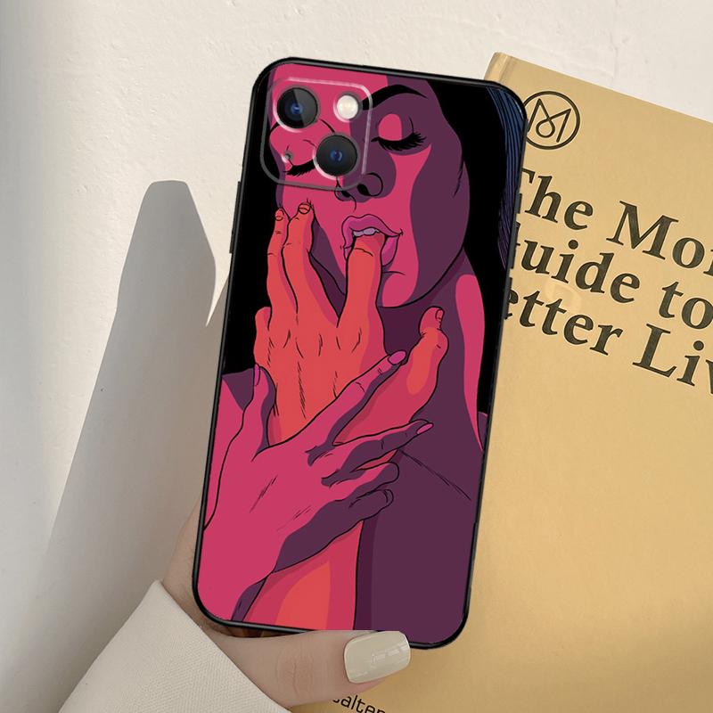 Sexy Lady Red Lips Girls Phone Case For iPhone 17 16 15 14 13 11 12 Pro Max mini XR 16e 15 16 Plus 17 Air Full Cover