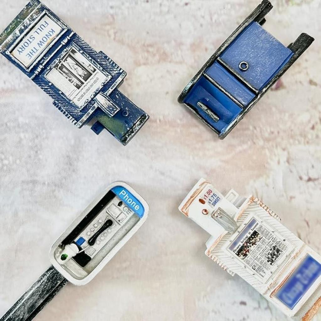 Miniature American Payphone In 1:12 Scale, Mini Vintage Style Phone Booth Mailbox Model Decoration Collection Scene Building Mini Dollhouse Furniture