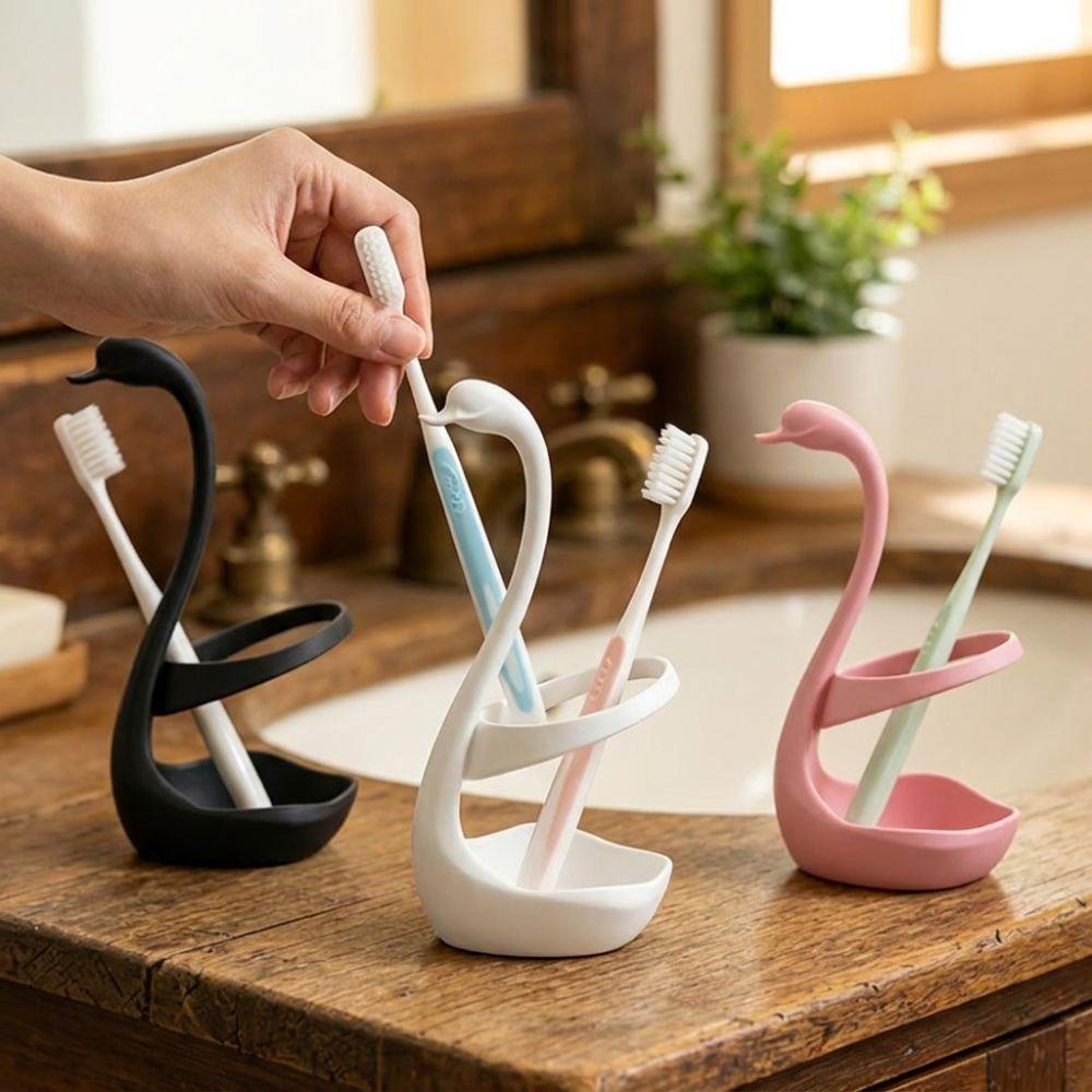 Plastic Swan Toothbrush Holder 3D Printing Toothpaste Stand Base Makeup Brush Shelf Home Use