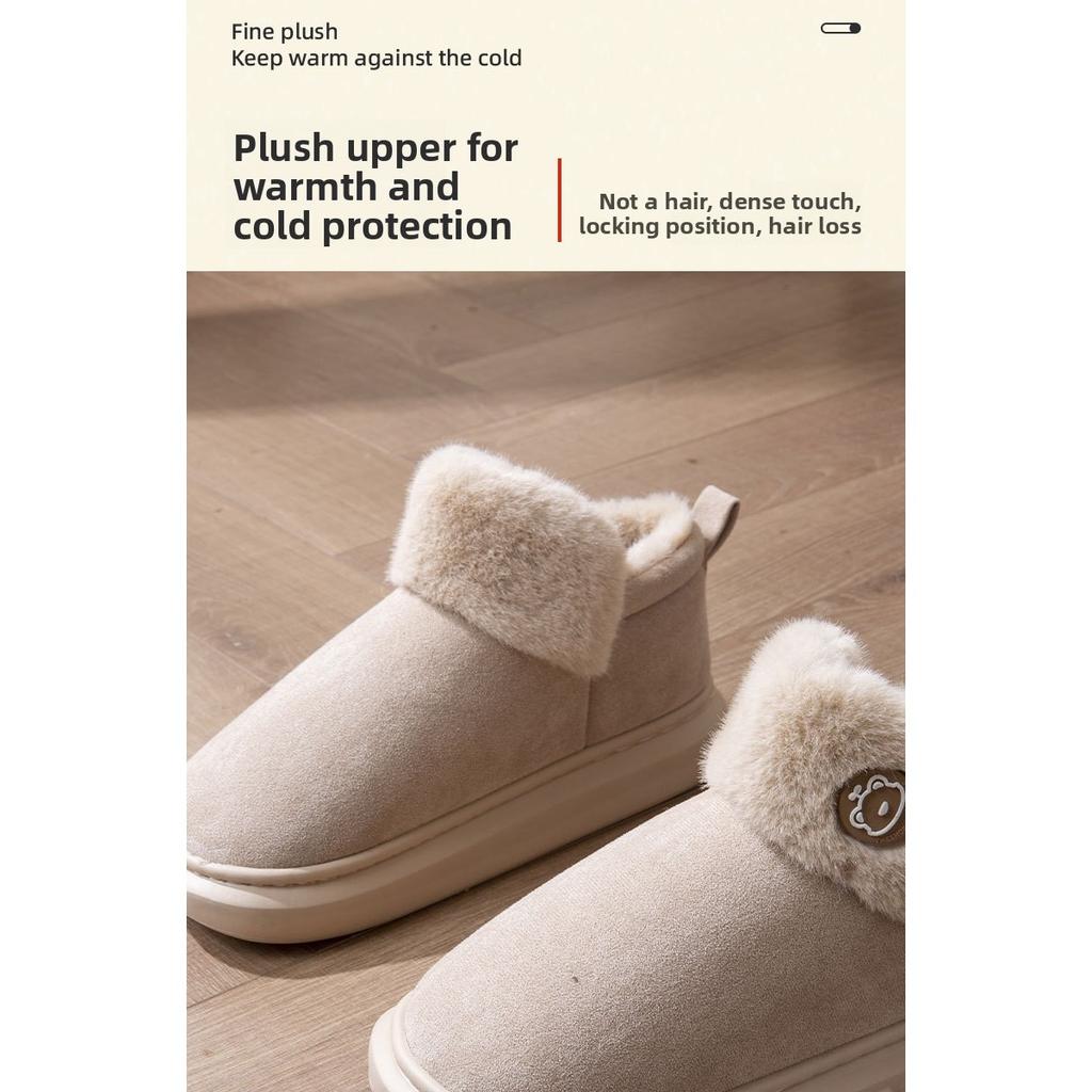 Хлопковые тапочки на толстой подошве для женщин на зиму, с плюшевыми офисными и домашними противоскользящими теплыми сумками и хлопковой обувью для ношения на улице
