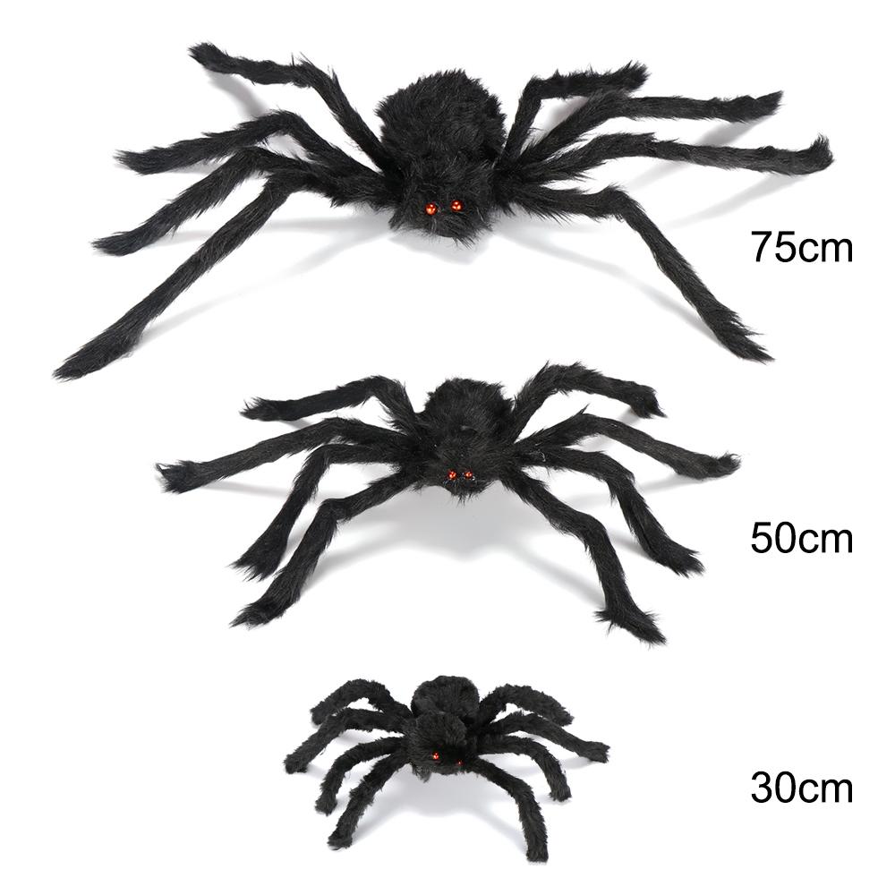 Party Supplies Horror Atmosphere Black Plush Spider Haunted House Halloween Decoration Bar Ornament