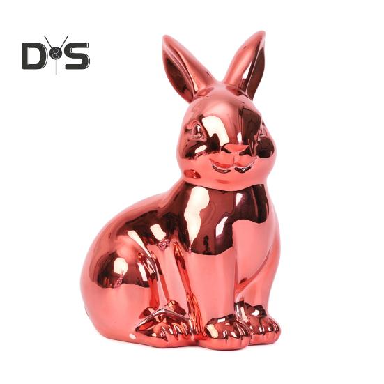 Пасхальный кролик, блестящая статуэтка кролика, копилка, винтажная скульптура кролика для домашнего офиса, декор стола, принадлежности для весенней вечеринки
