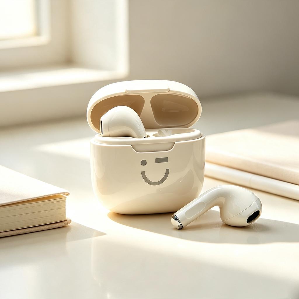 Xiaomi Kawaii Romantic Pastel Wireless Bluetooth Earphones With Lovely Smiling Mouth Pattern Touch Control Clear Stereo Sound Mini Port
