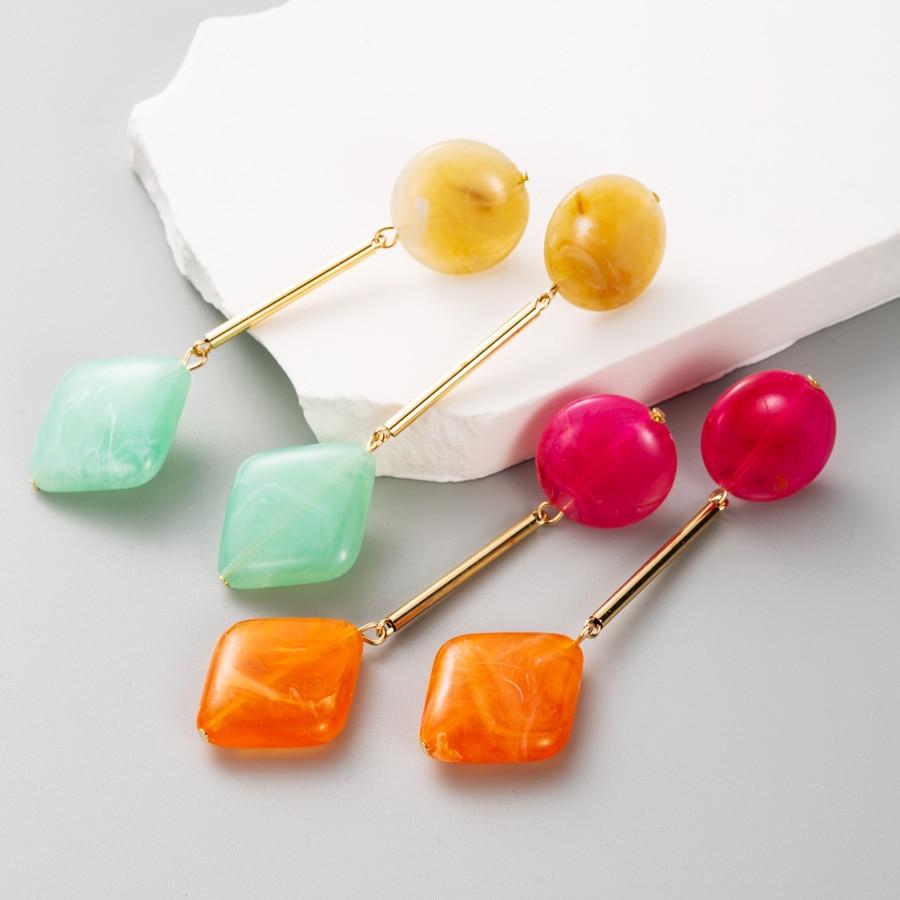 Pinkdudu Модные зеленые квадратные длинные серьги из смолы, романтические креативные очаровательные оранжевые серьги для женщин, ювелирные изделия PD1304