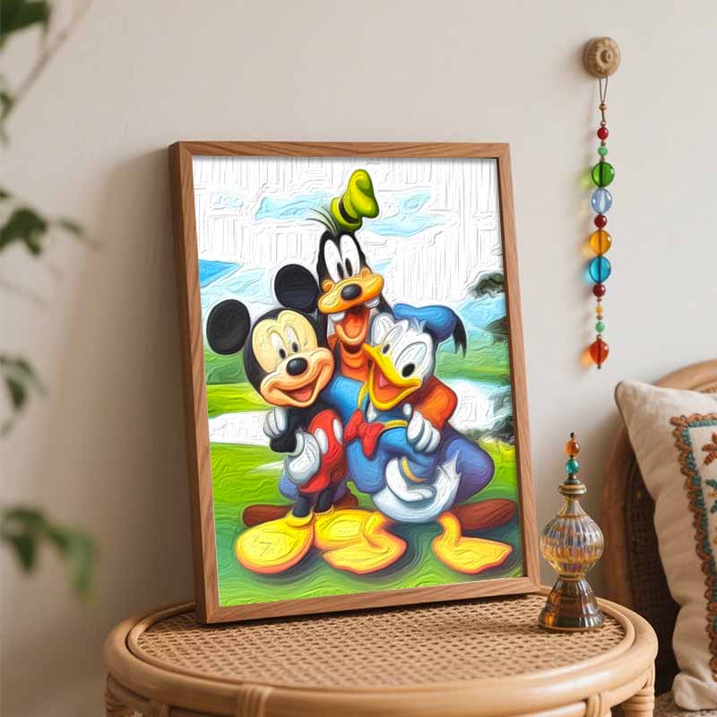 Disney Mickey Goofy Donald digital oil painting diy handpainted coloring painting home decoration gift wall art 130 characters limit.