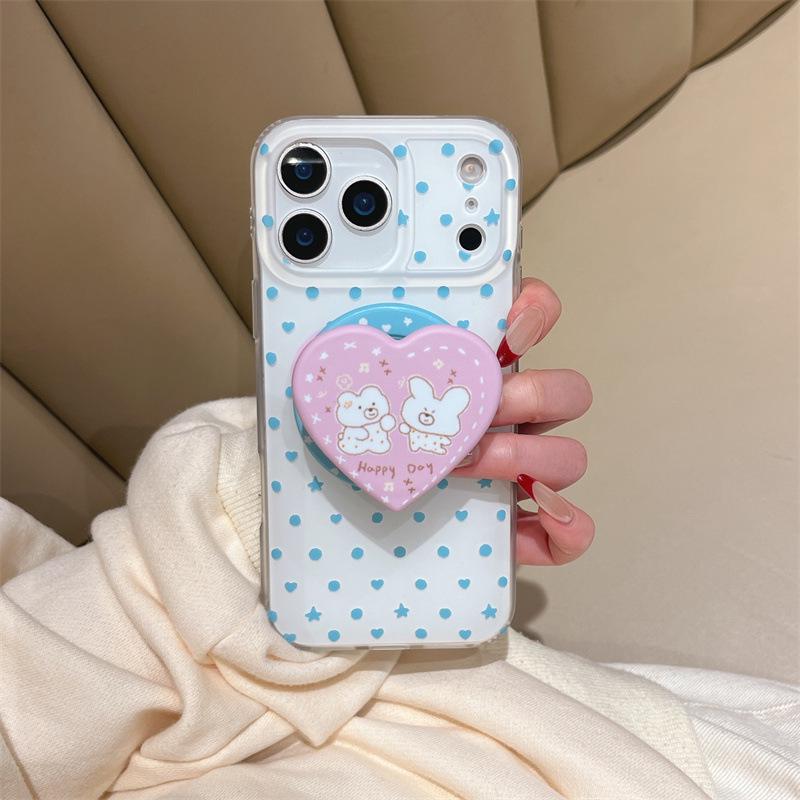 Мультяшный чехол для телефона с сердечками и горошком для iPhone 13/14/15/16Pro/17ProMax