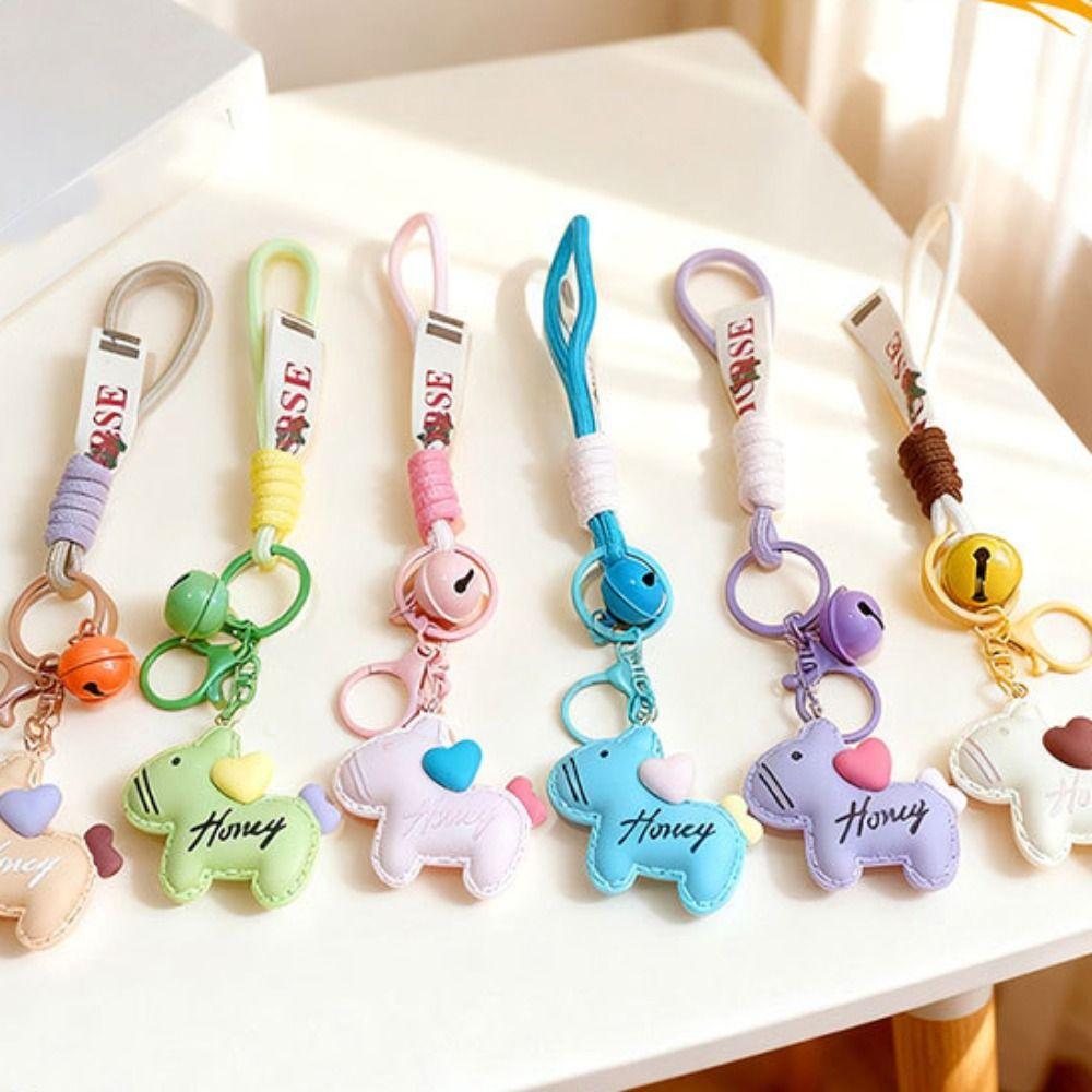 Candy Color Pony Resin Keychain Cute Design Horse Pendants Zodiac Pony Doll Keychain Accessory