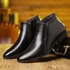 Ретро Ковбойские Сапоги Кожаная Обувь Сапоги Остроносые Сапоги Молния Мужские Ботильоны для Мужчин Осень Зима Нарядная Обувь
