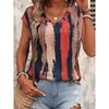 Women's Camisole Tank Top Striped Stylish Casual Short Sleeve V Neck Regular Tops Daily Print Blue Summer