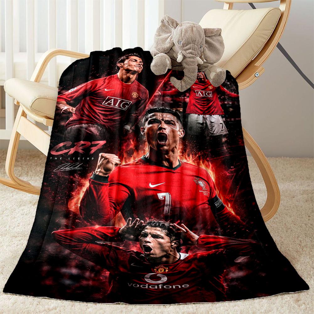Ronaldo's Skillful Kick Blanket Ultra-Soft Perfect for Livingroom Office Sofa All-Season Use Playful Design Suitable for Gifting Relatives and Friends