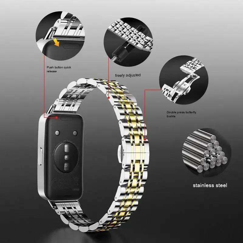 Металлический ремешок для Huawei Band 11/11Pro Роскошный сменный браслет из нержавеющей стали для Huawei Band 8/9/10 Аксессуары Ремень