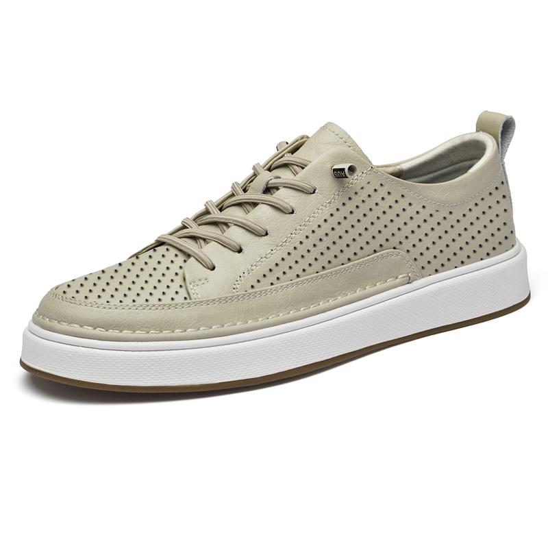 Модные мужские дышащие кроссовки из натуральной кожи, модный тренд, повседневная кожа, для улицы, нескользящая обувь для скейтборда, перфорированная вулканизированная обувь