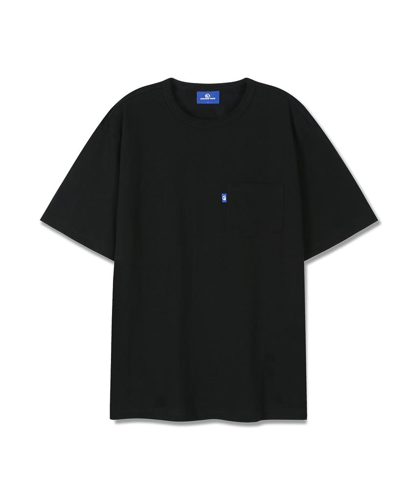 DOLPHIN WAVE APPAREL Черная футболка с коротким рукавом и принтом на спине с карманом-дельфином