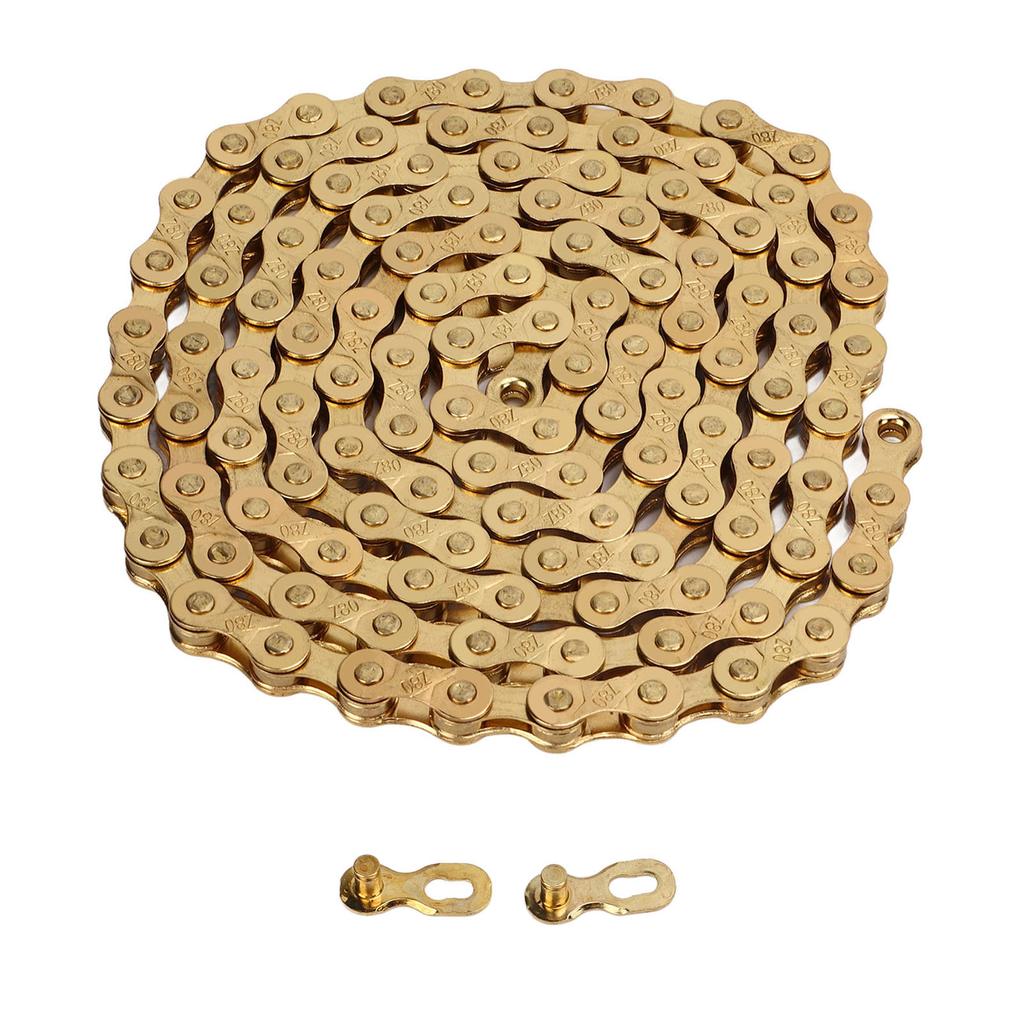 8 Speed Bike Chain 116 Links Gold Electroplating Steel Road Bike Chain with Chain Connector for