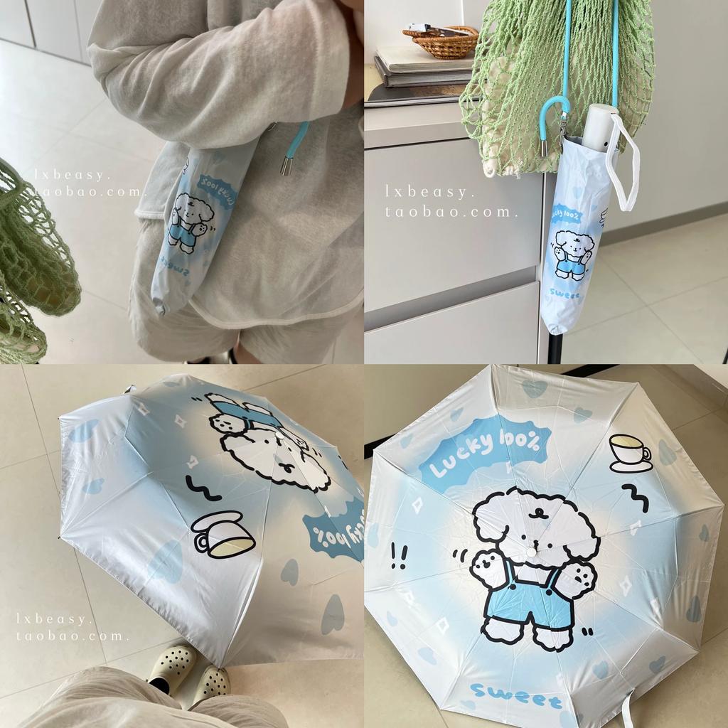 Hello, Cute Little Dog, Adorable Vinyl Sun Protection 70% off Umbrella, Sunshade Umbrella for Girls, Manual and Automatic Umbrella for Students