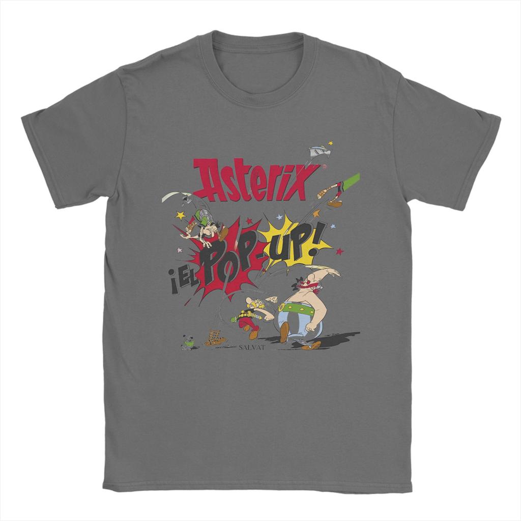 Футболки Asterixes POP-UP Мужские 100% Хлопок Уникальные Футболки С Круглым Вырезом Мультяшные Футболки Obelixes Короткий Рукав Мерч Оригинальные