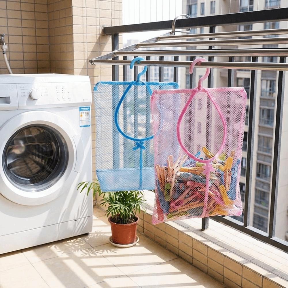 3PCS Quick Dry Hanging Mesh Storage Bag Breathable Clothespin Mesh Bag Mesh Storage Basket Closet