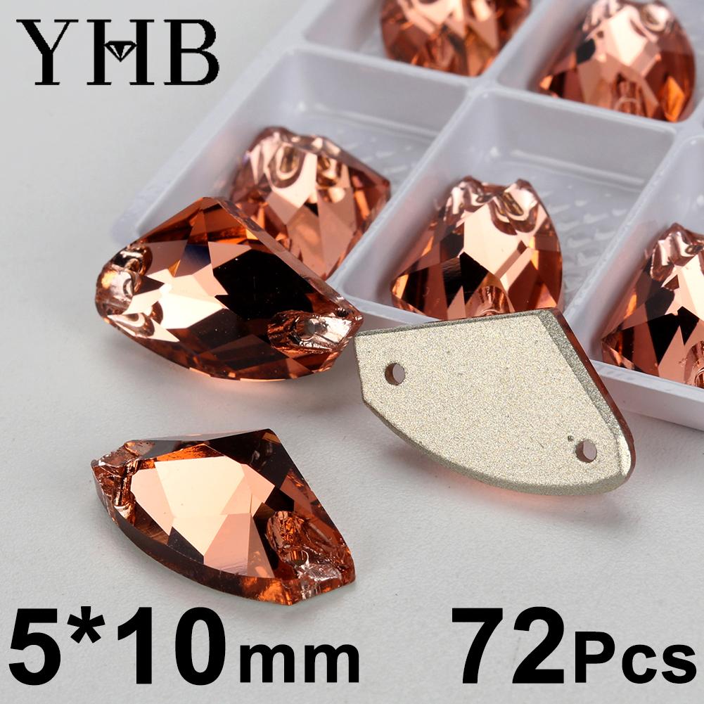 YHB T362 Light Peach Galactic Lemon Drop Glass Crystal AB Sewing Stones Flatback Sew on Rhinestones for Garment Clothes Bags