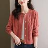 Womens Chunky Cable Knit Cardigan Sweater Short Length Long Sleeve Solid Color Casual Chic Outerwear 2026 Fall Winter
