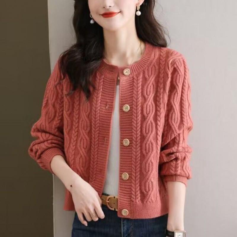 Womens Chunky Cable Knit Cardigan Sweater Short Length Long Sleeve Solid Color Casual Chic Outerwear 2026 Fall Winter