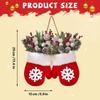 Twinkling Christmas Mitten Wreath Artificial Lights Garland Decorations LED Pre-Lit Berries Pine Branches Hanging Ornament