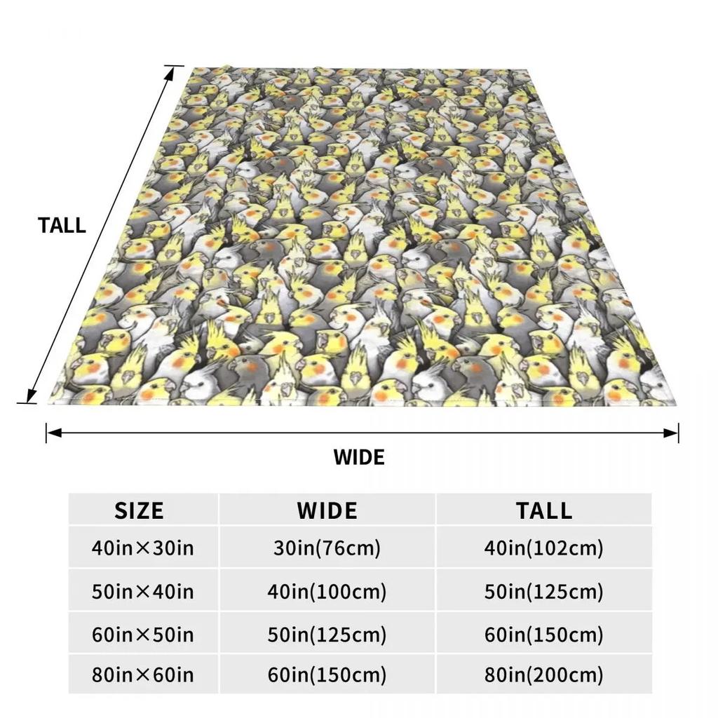 Super Warm Blankets Picnic Cockatiels Galore Throw Blanket Bird Cute Animal Flannel Bedspread Bedroom Aesthetic Sofa Bed Cover