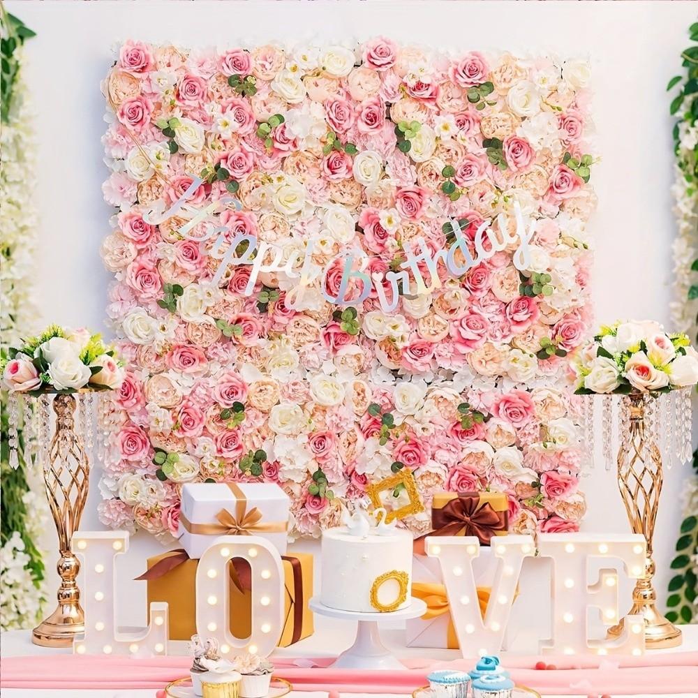 33x33cm Panel Simulation Flower Wall Pink Silk Artificial Flower Backdrop Wedding Decor