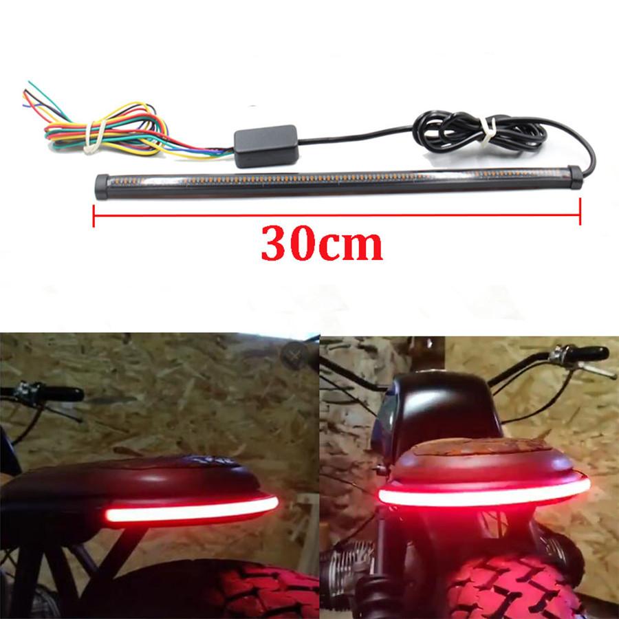 New Smoked Black 30cm Motorcycle Car Taillight Light Guide Two-color Yellow Flow