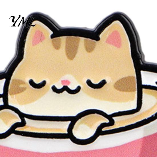 Clothing Embellishment Cartoon Coffee Cup Cat Brooch, Kitten Enamle Lapel Pin, Animal Pin Theme Alloy Badge, Accessories for Lovers Jewelry