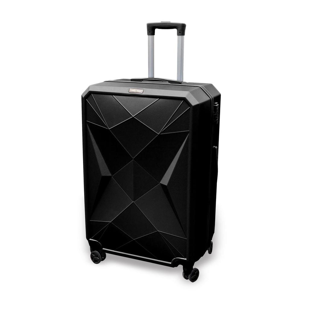 coral high Diamond ABS Black Large Size Suitcase 16603