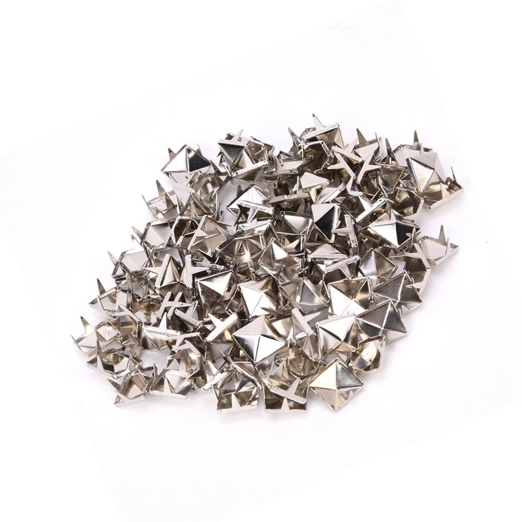 100 шт 9 мм латунные медные квадратные заклепки для одежды, обуви, сумок, аксессуаров для украшения кожи, серебро