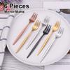 6 шт. Серебряные чайные вилки из нержавеющей стали, вилка для фруктов, торта, закуски, салата, кофейная вилка, зеркальный золотой набор столовых приборов, матовая кухонная утварь