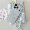 Милый светло-голубой чехол с цветочным глиттером для iPhone 17 16 15 14 Pro Max, милый эстетичный защитный чехол, ремешок для женщин