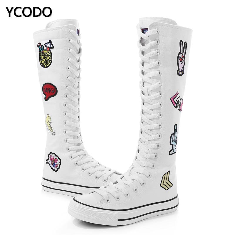 Весенне-осенние женские ботинки, парусиновые сапоги до середины икры, повседневная обувь с высоким берцем, длинные сапоги, удобные ботинки на плоской подошве со шнуровкой, размер 34-43