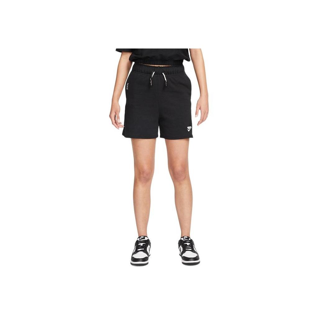 Nike Breathable Elastic Waist Solid Logo Knitted Shorts Women Shorts Black DM6526-010