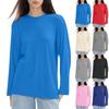 Women's Fashion Casual Long Sleeve Round Neck Pullover Top Blouse