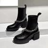 Fashion Platform Women Chain Ankle Boots High Heels Leather Chunky Shoes Woman 2025 Trend New Chelsea Boots Pumps Winter Mujer Botas