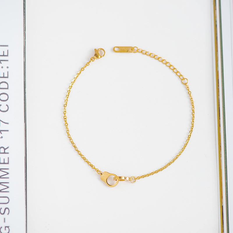 Creative Couple Handcuffs Hip Hop Titanium Steel Bracelet Fashion Simple Stainless Steel Thin Chain Jewelry