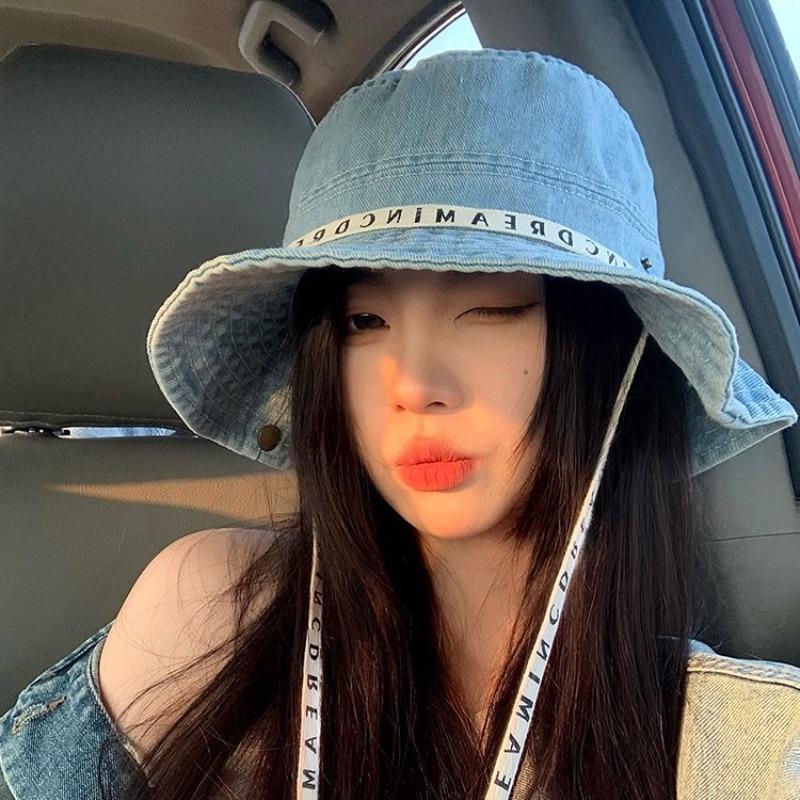 Шляпа-панама с ремешком женская весенне-осенняя ретро выстиранная с большими полями для лица маленькая простая шляпа-ведро высококачественная шляпа