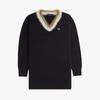 Fred Perry [женская] Вязаное платье с фактурной отделкой, V-образный вырез   Черный Afpf2438166 102