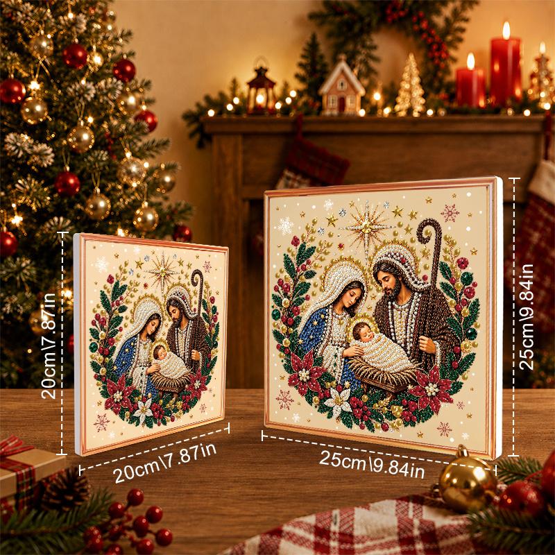 Christmas Nativity DIY Pearl Diamond Painting Kit, PVC Figurine Ornaments Frameless, Adult and Beginner Craft for Stress Relief, for Living Room and