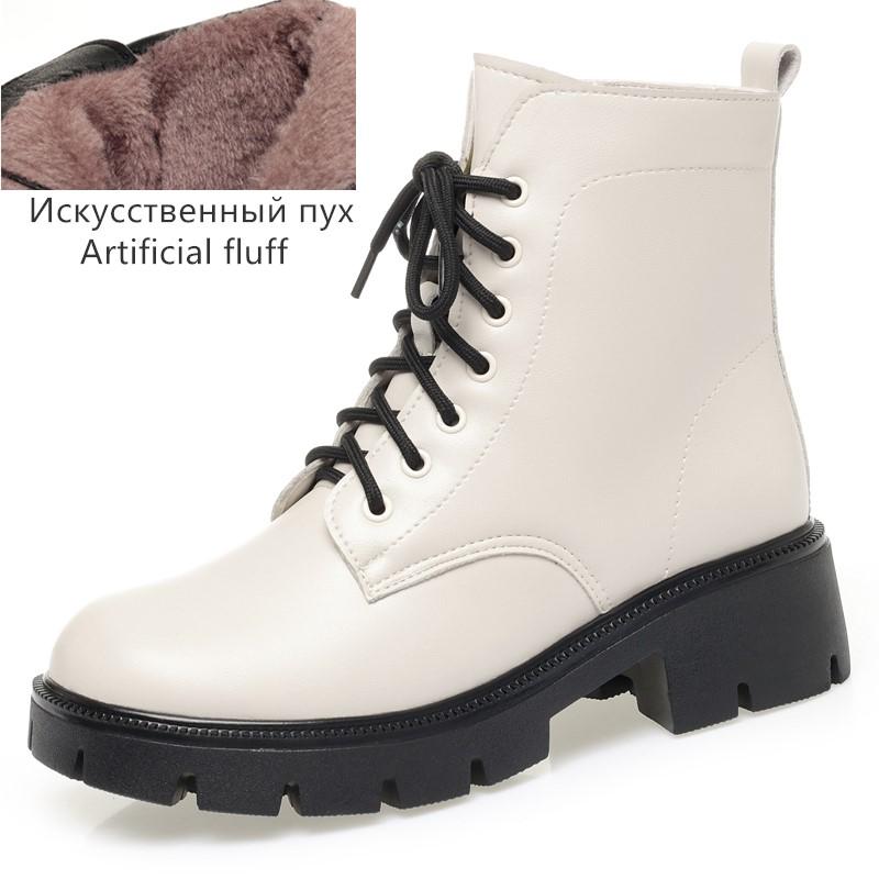 Модные женские зимние ботинки из натуральной кожи 2025 Новые Теплые женские сноубутсы из натуральной шерсти Большой размер Британский стиль Женские ботинки