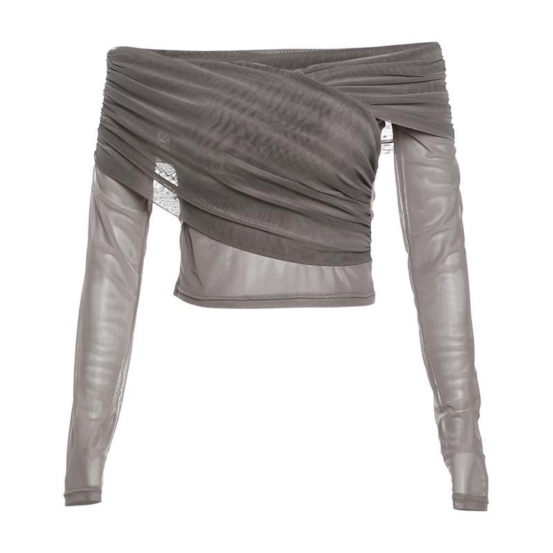 Осенний женский сексуальный повседневный пуловер с одним вырезом и длинными рукавами в стиле тай-дай