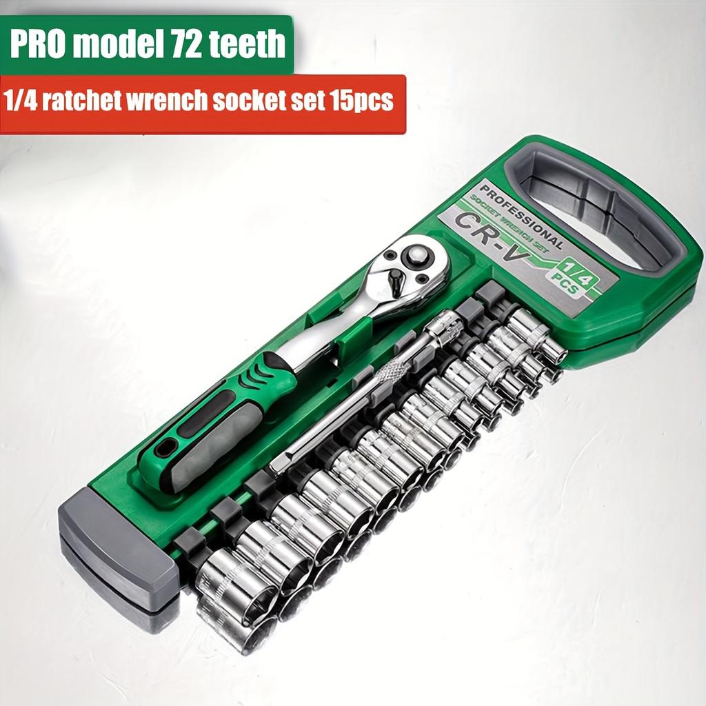 Набор торцевых головок 1/4"-3/8"-1/2", метрические и дюймовые головки CR-V с быстросъемным храповым ключом, профессиональная модель 72 зубца, головки